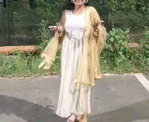 Cream Long Kurti For Women