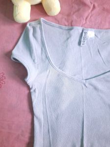 H&amp;M Light Turquoise Crop Top
