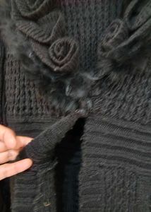 Black Knit Long Cardigan (Size 32)