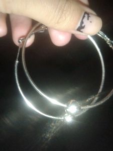 Silver Hoop Earrings with Beads