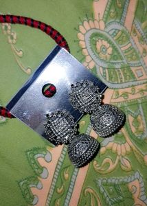 Silver Jhumka Earrings