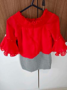 Red Top and Skirt Set