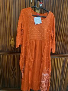 Elegant Orange Anarkali Kurta Set