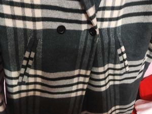 Plaid Wool Blend Coat