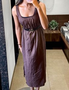 Brown Cotton Slip Dress