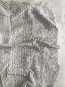 Grey Dress with Pearl Detail