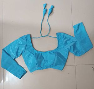 Firozi Satin Padded Back Hook Blouse
