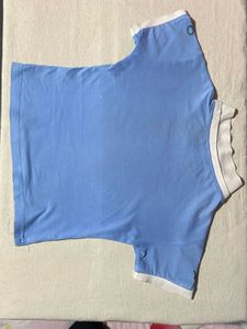 Light Blue Collar Crop Top
