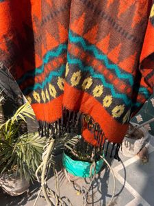 Boho Chic Red Poncho Wrap