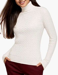 WHITE WOOLLEN TURTLE NECK SWEATER