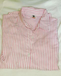 Fancy Striped Long Sleeeve Collar Pink Women Shirt