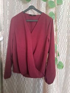 Burgundy Wrap Blouse