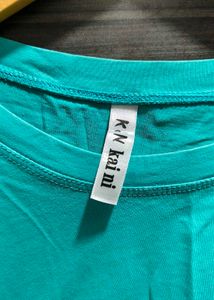 Light blue cropped oversized t-shirt free size