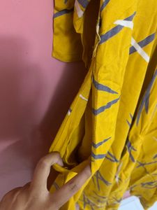 Mustard printed Anarkali Kurta