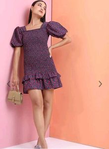 Floral Print Drop-wrist Dress