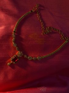 Elegant Gold-Tone &amp; Ruby Necklace
