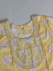 Elegant Yellow Printed Kurta