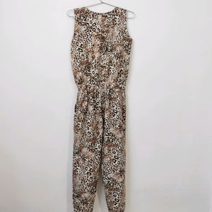 Leopard print sleevless jumpsuit