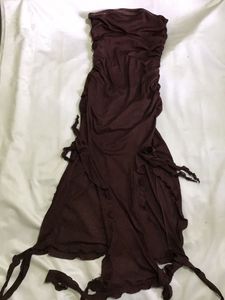 Brown Strapless Tie Dress