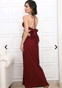 Shein Bold Halter Neck Textured Cut-Out Split Thig