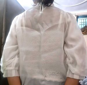 Organza Transparent White Top