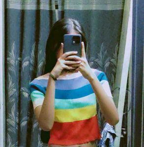 Rainbow Striped Cropped Top