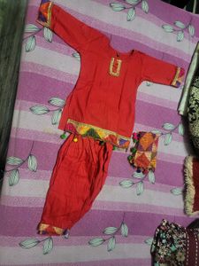 Red Punjabi Suit with Colorful Dupatta