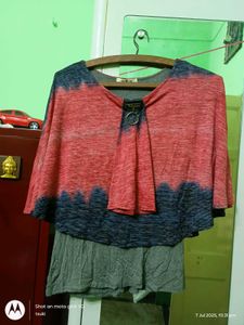 pink and blue cape style flowy fashionable top