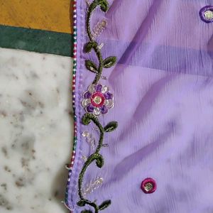 Women&#39;s Lavender Georgette Saree