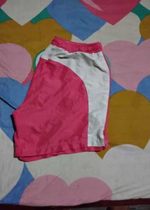 Pink And White  Shorts