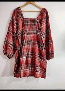 Square Neck Rust Dress