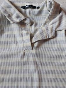 Striped Sleeveless Polo Top