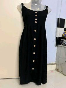 Zara branded Black Button-Down Midi Dress
