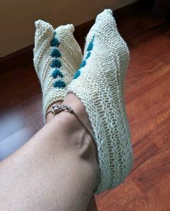 handwoven woollen Socks cream