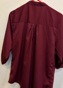 Maroon Roll-Up Sleeve Top