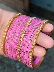 This Bangles Total No.24 Pink, 6 Gold Colour Bang