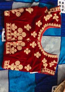 Elegant Cherry Red &amp; Gold Lehenga Set