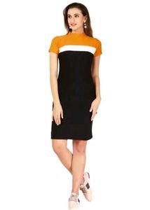 One piece knee length black dress