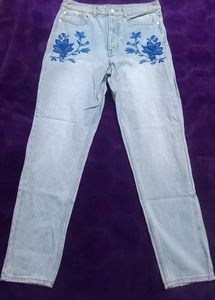Embroidered Light Wash Jeans