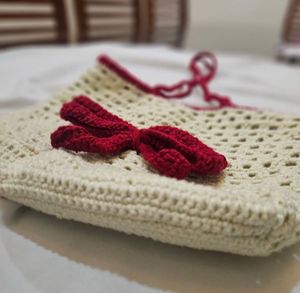 Crochet Tote Bag with Bow