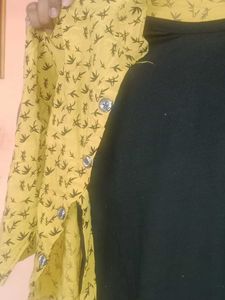 Yellow Print Top with Black Tank