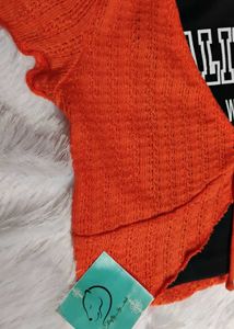 🥰Combo of Orange Tie-Front Top &amp; Bag😍