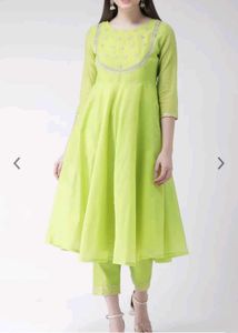 Aayna Women Solid Cotton Silk Anarkali Kurta