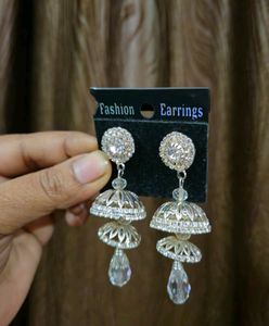 Silver Jhumka Style Drop Earrings