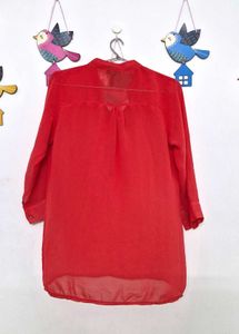 Coral Blouse with Button Details