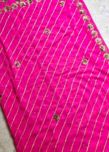 Pink and golden work Embellished Saree