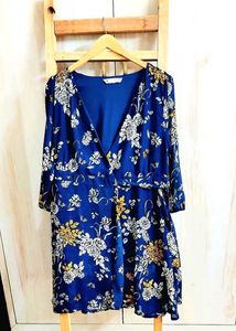 Blue Printed Dress Bust Size-28-30