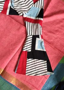 Patterned Tie-Neck Top