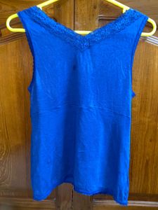 vintage Blue Lace Trim  Top