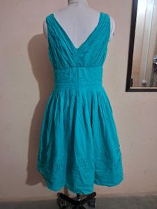Aqua V-Neck Fit &amp; Flare Dress